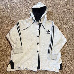 Adidas Cardigan Hoodie, 90’s Vintage,  Athletic Sweater, Size Large.